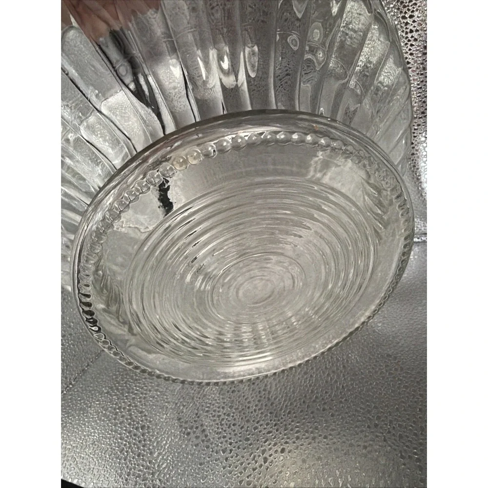 Vintage Jeanette Co. Raised Clear Fruit Glass Punch Bowl Only Mid Century